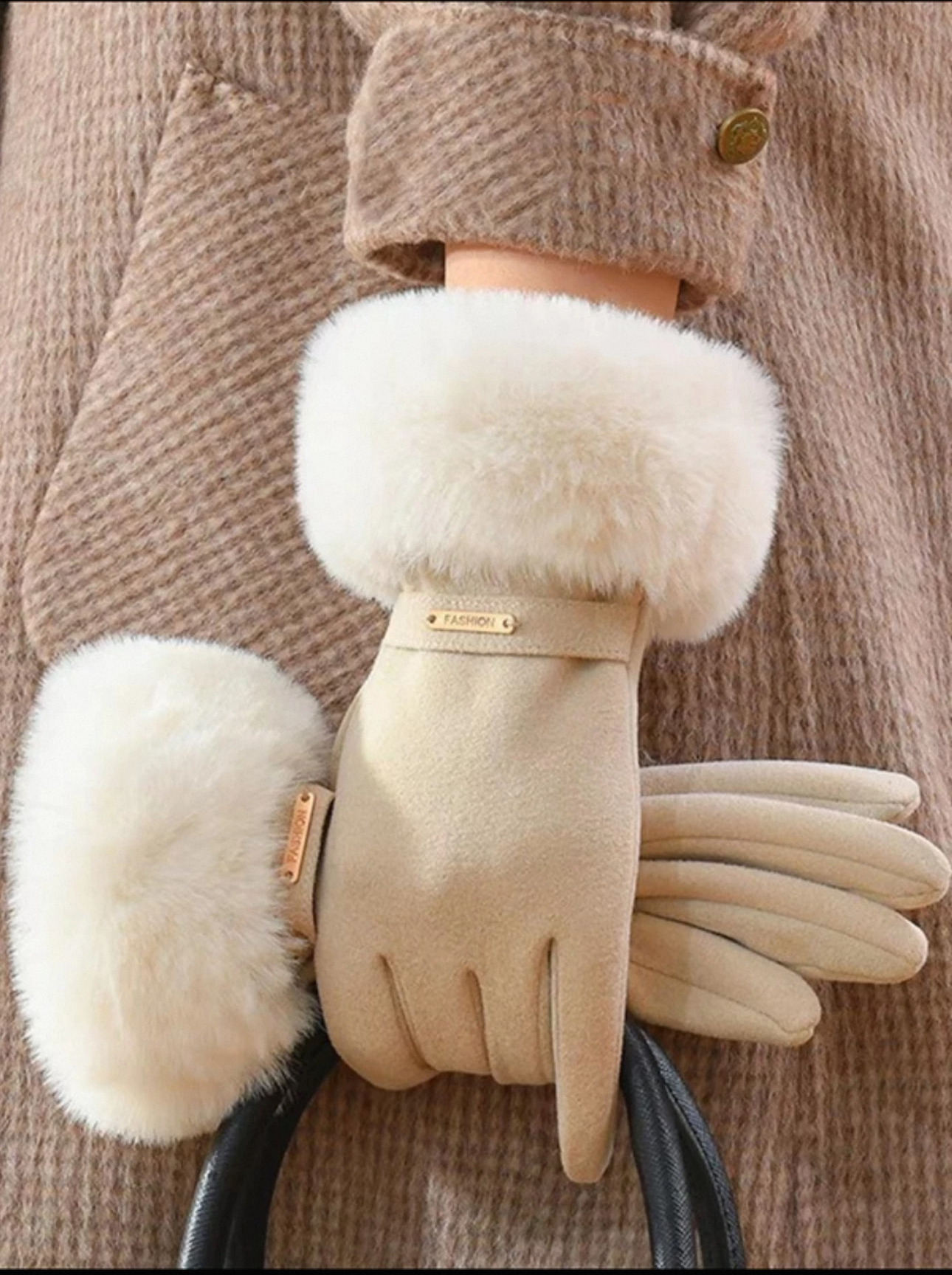 毛绒女士手套秋冬新款时尚百搭薄绒保暖户外运动骑行开车防寒手套