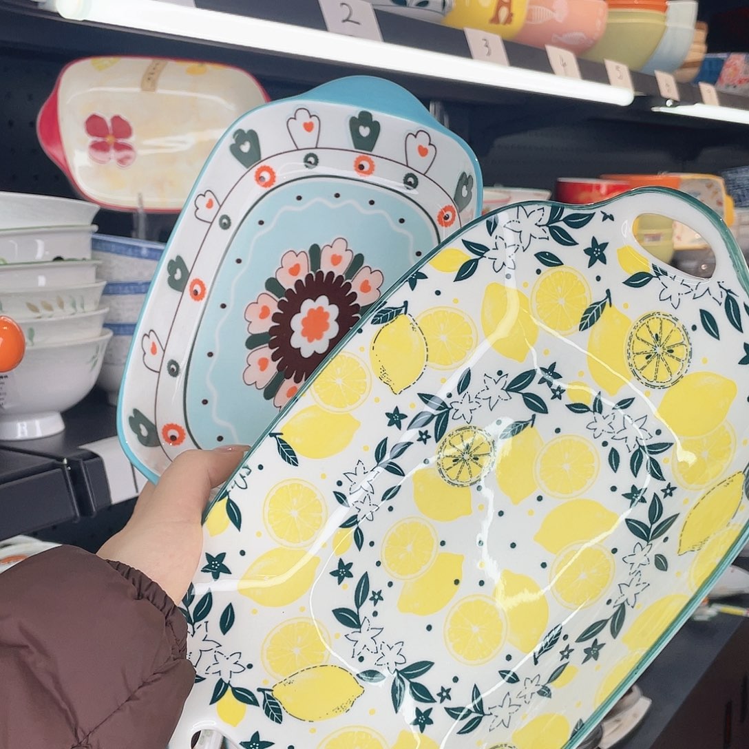 钛合金柠檬图案2个，蓝色烤盘1个
