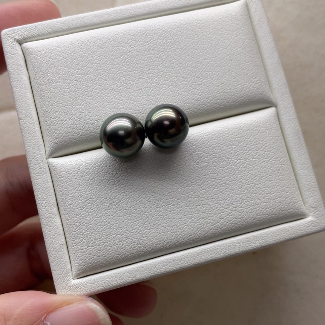 海水珍珠耳饰18K金镶嵌10-11mm