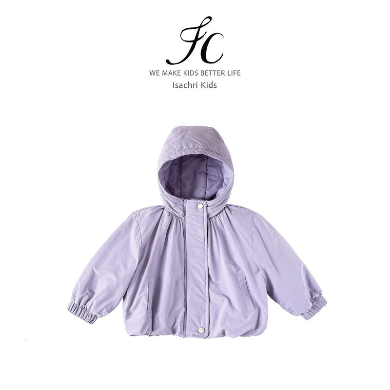 晶晶家【现发】紫芋 冬装棉衣外套加厚女童连帽棉服女宝宝棉袄IS876