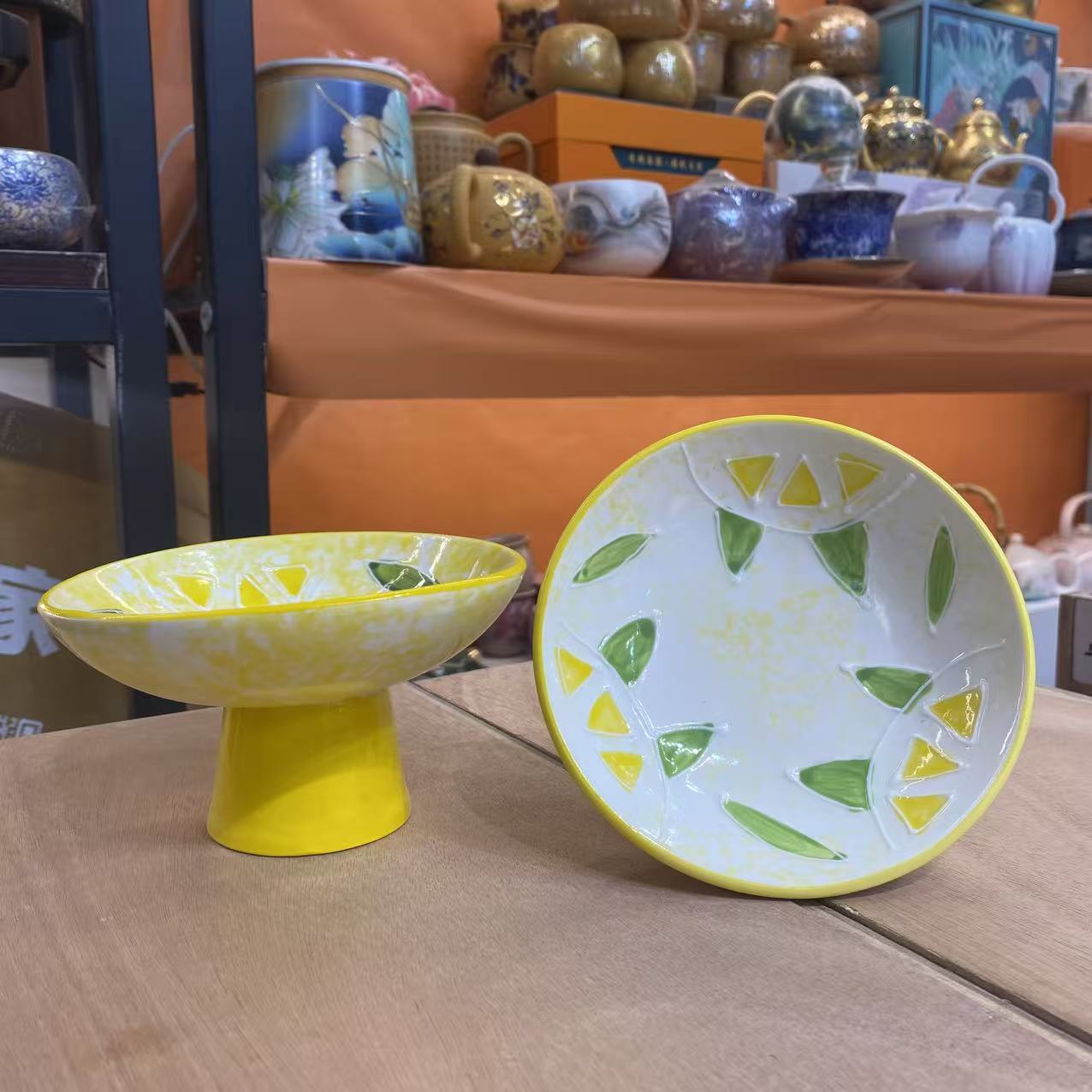茗香瓷器 黄色柠檬（一对装）-3248