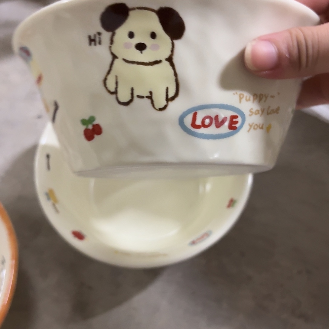 搪瓷微瑕一个小狗汤碗