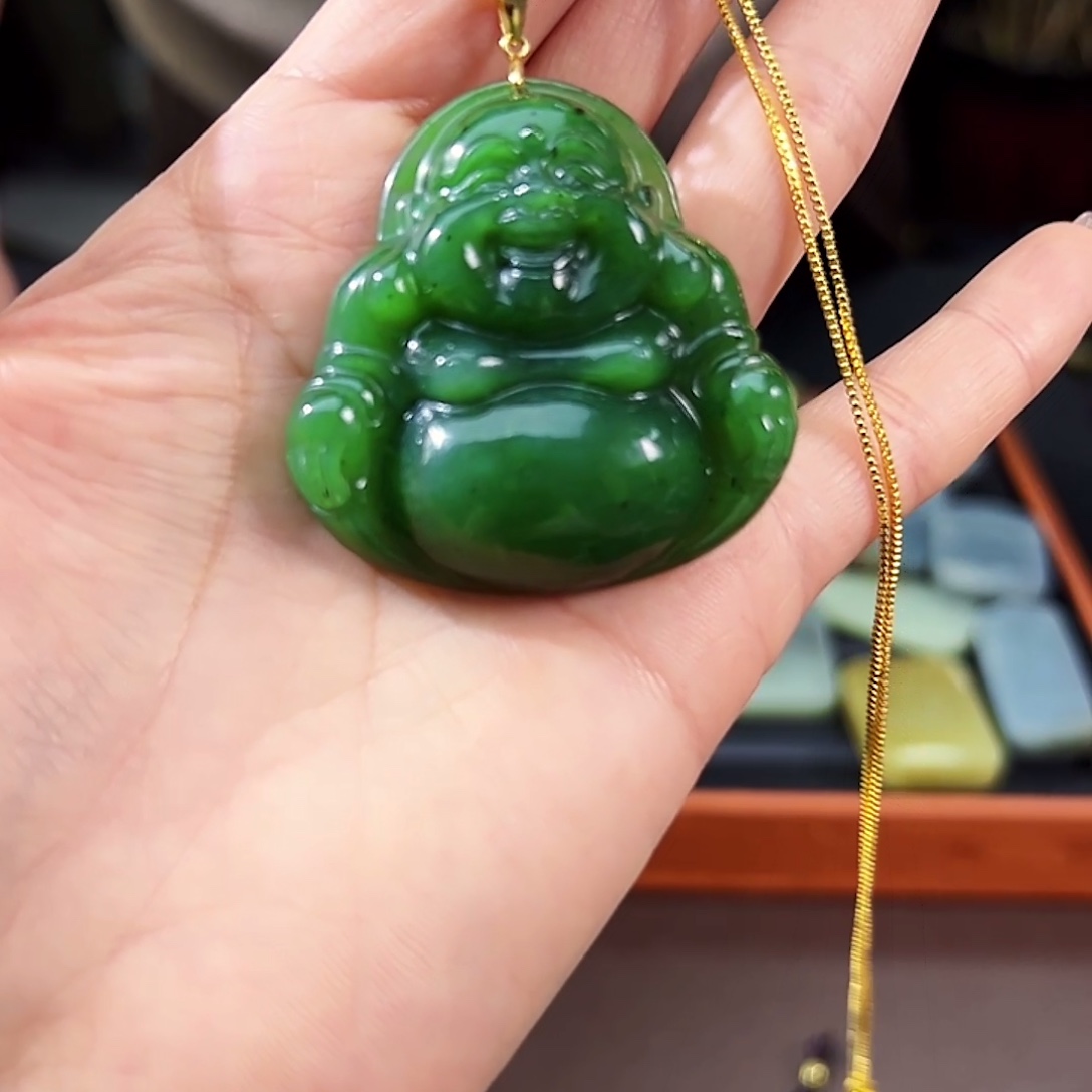 和田玉（碧玉）银S925镶嵌颈饰