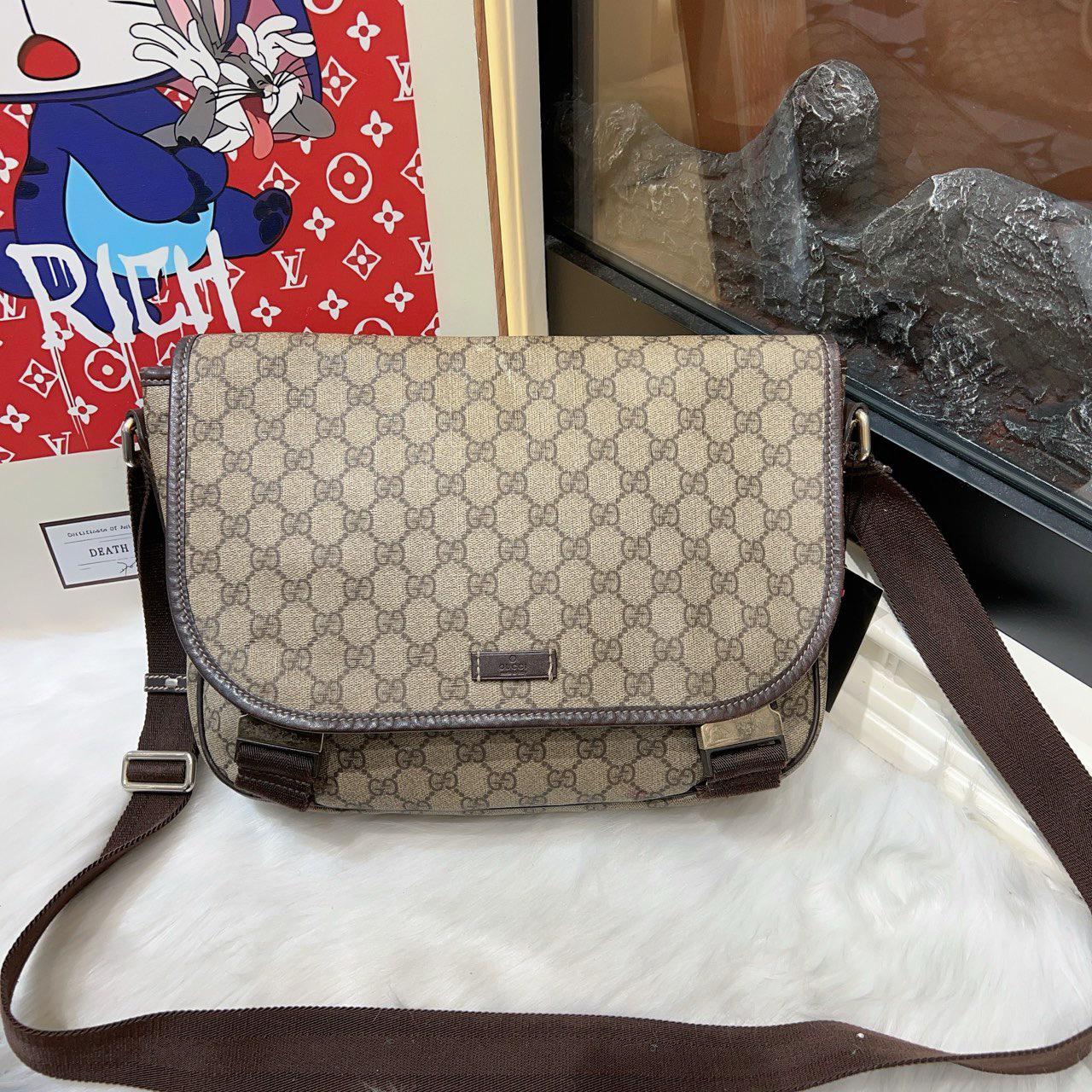 95新 GUCCI/古驰 gucci古驰老花邮差包a6292