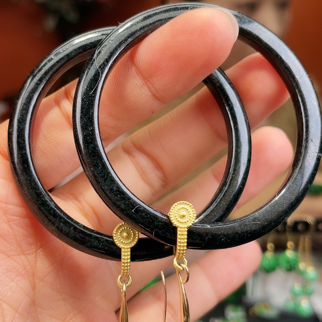 翡翠未镶嵌耳饰饰品