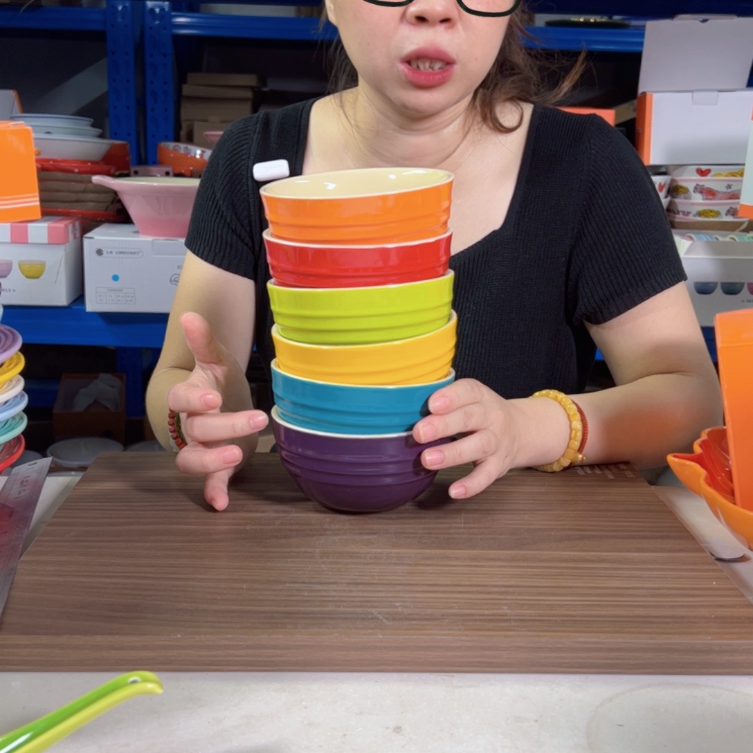 陶瓷韩版彩虹色系米饭碗套装