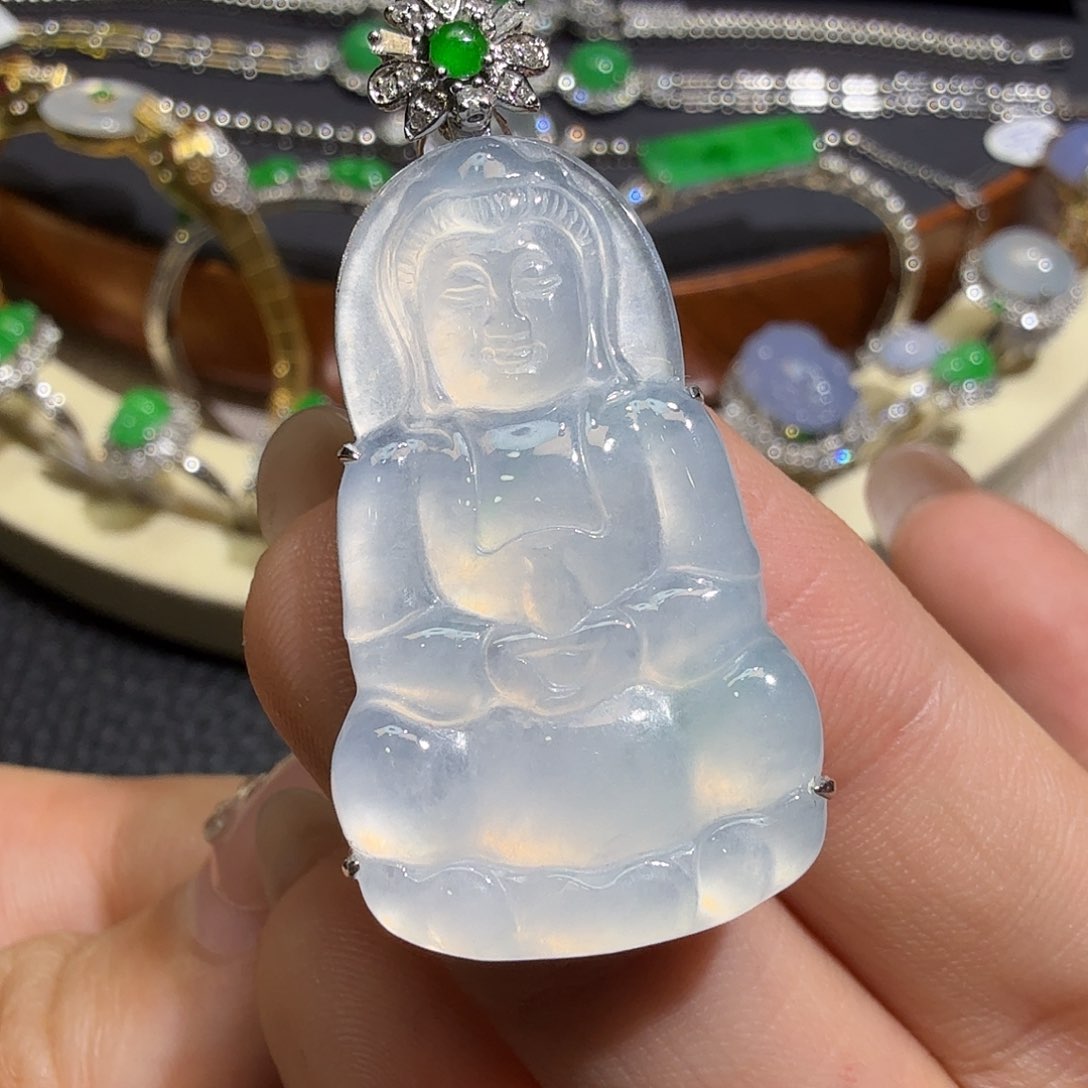 翡翠18K金镶嵌吊坠(不含链)