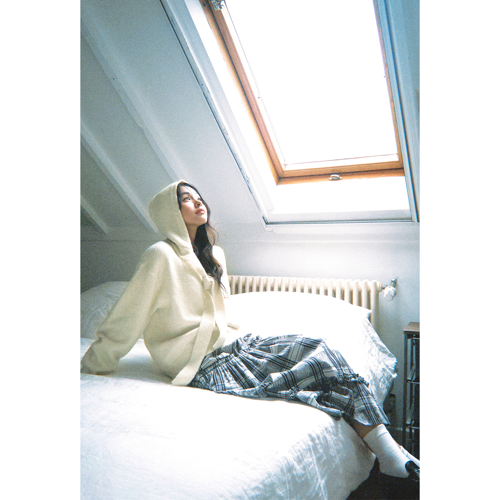 你好卡农 灰色V领毛衣女可拆卸装饰帽套头上衣两件套KZ25Z7775D