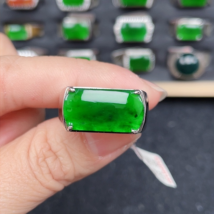 翡翠戒指银S925镶嵌包邮没运费险1908