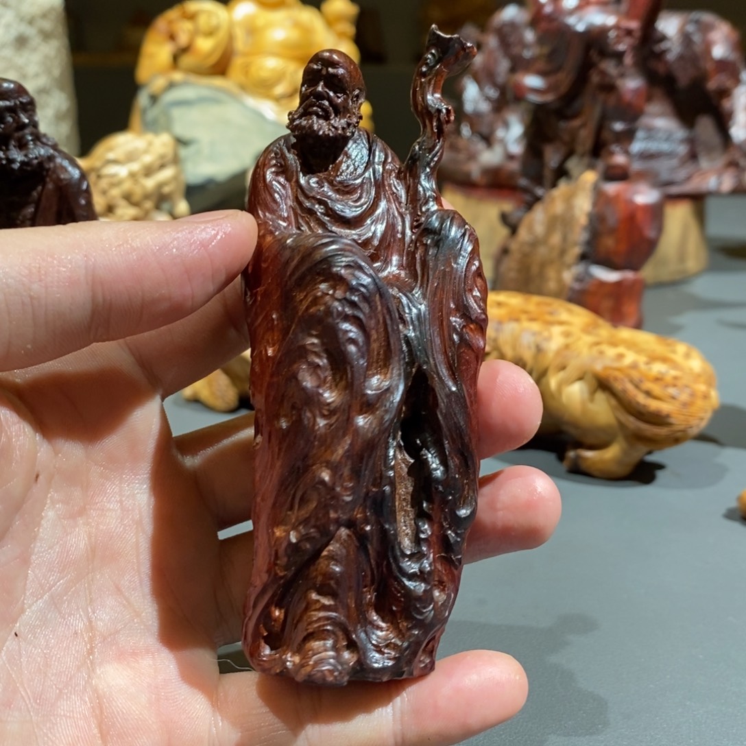 未***发檀香紫檀（小叶紫檀）达摩纯手工雕刻