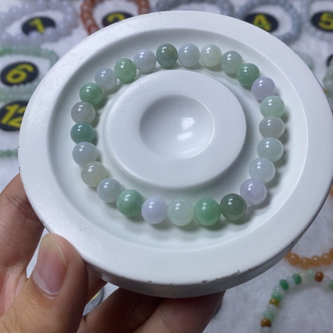 未镶嵌手链翡翠多宝圆珠卡7.4