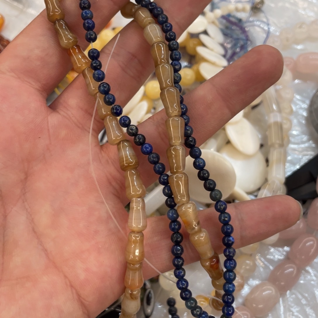 玛瑙/玉髓珠宝半成品未镶嵌打包两条散珠