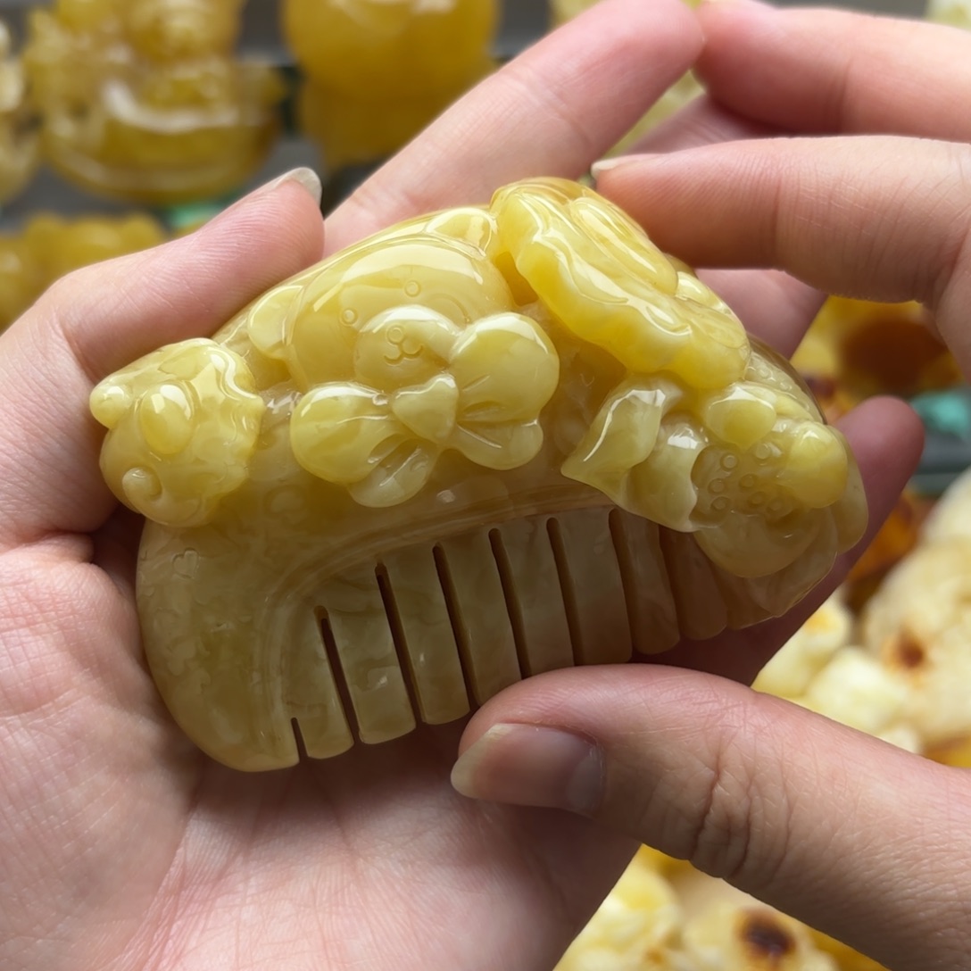 蜜蜡裸石未镶嵌蜜蜡吊坠打孔不退换