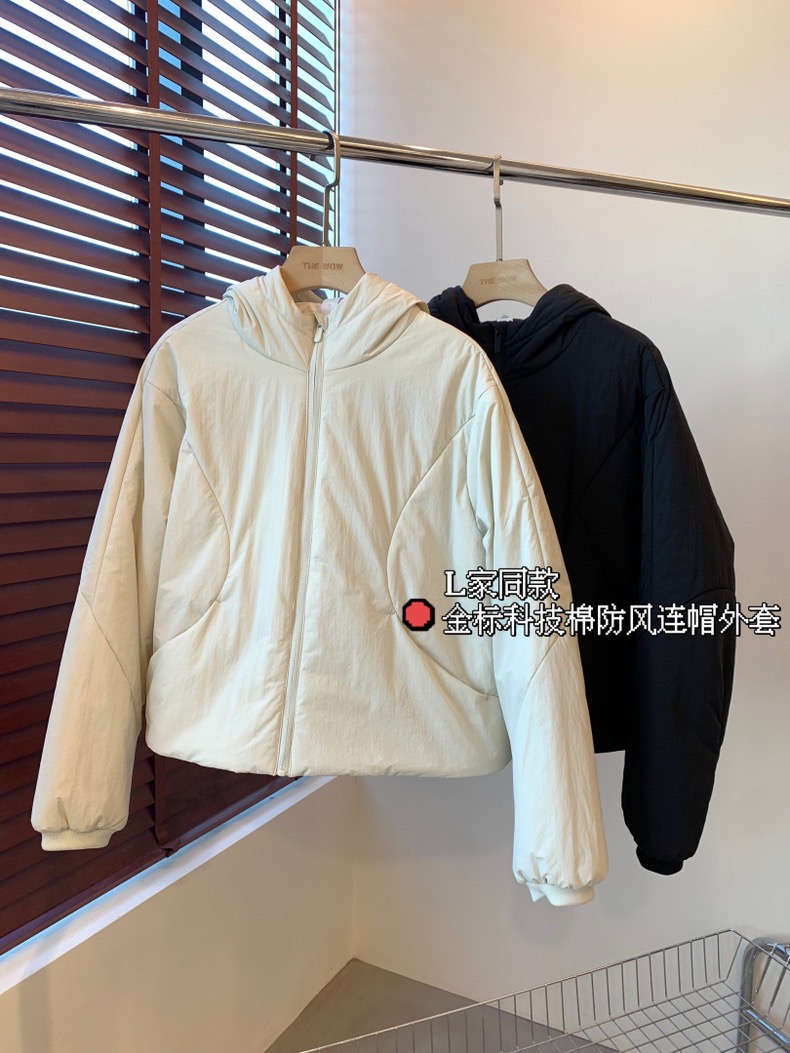 L*u家 防水厚款女常规连帽防风加厚保暖宽松夹棉防风棉服女秋冬