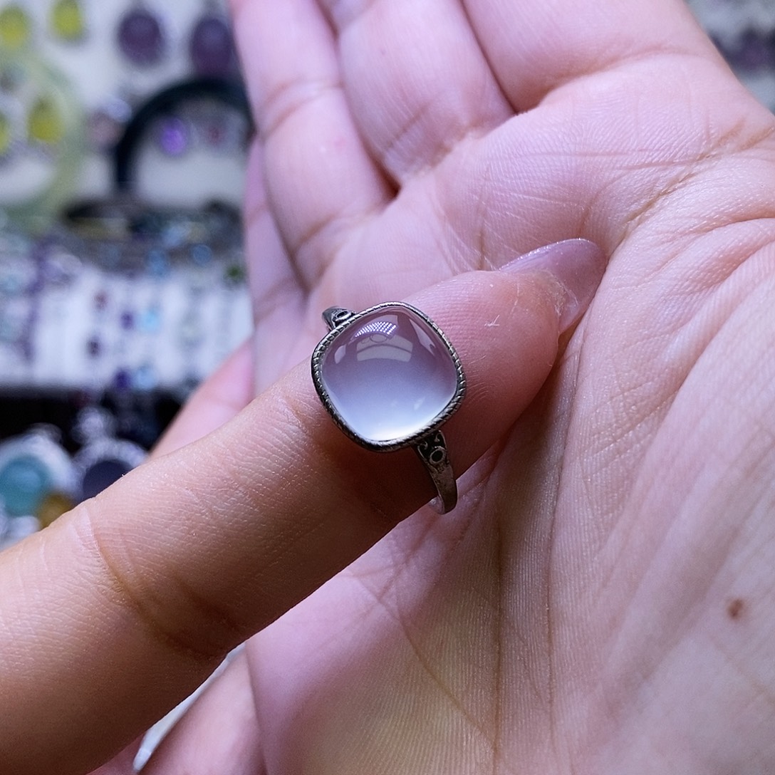 岫玉银S925镶嵌戒指