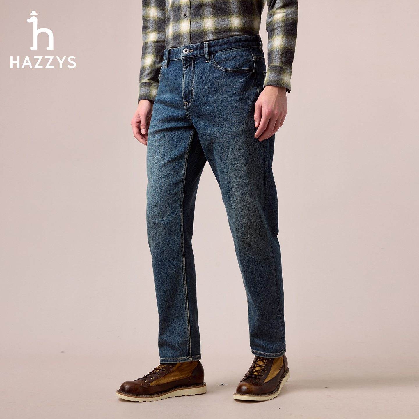 【商场同款】HAZZYS哈吉斯秋冬男士牛仔裤水洗复古时尚休闲直筒裤