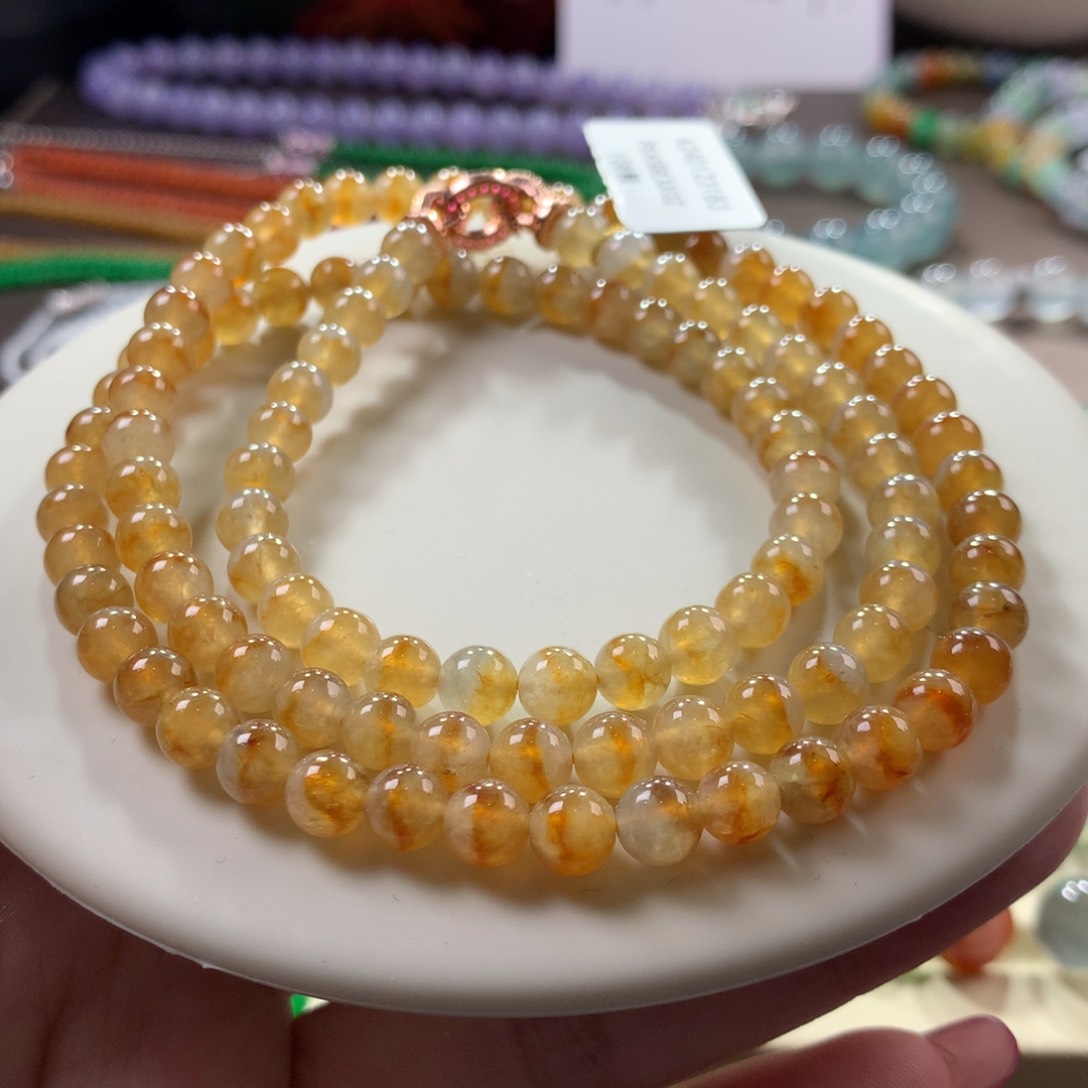 翡翠手链未镶嵌翡翠高冰冰黄翡卡6+