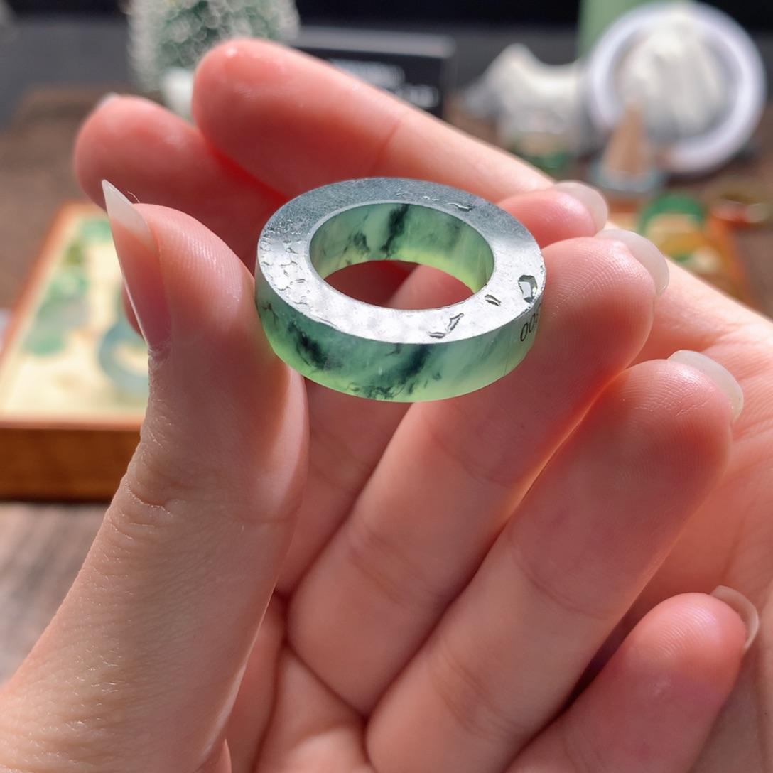 定制翡翠未镶嵌翡翠戒圈 神秘飘花 13-17