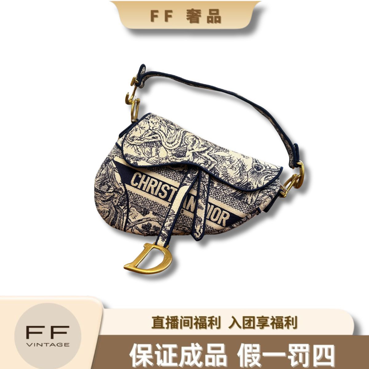 99新 DIOR/迪奥 迪奥 动物园刺绣马鞍包中号 