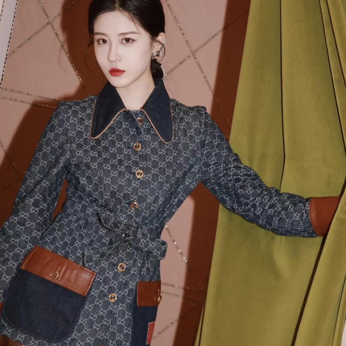 99新 GUCCI/古驰 满印牛仔收腰外套 38码 GM001850
