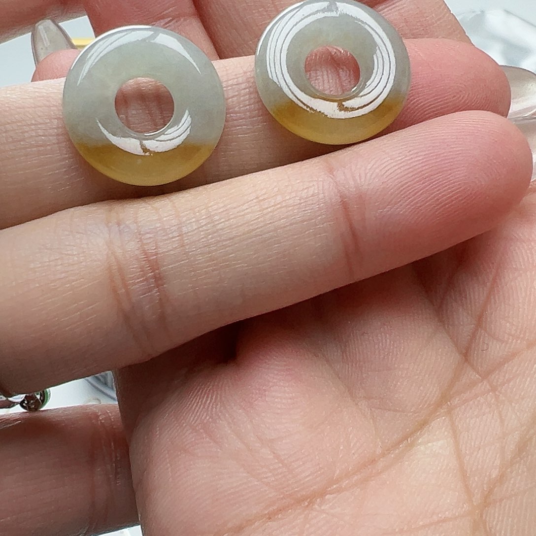 翡翠耳饰未镶嵌风*天然缅甸A货翡翠