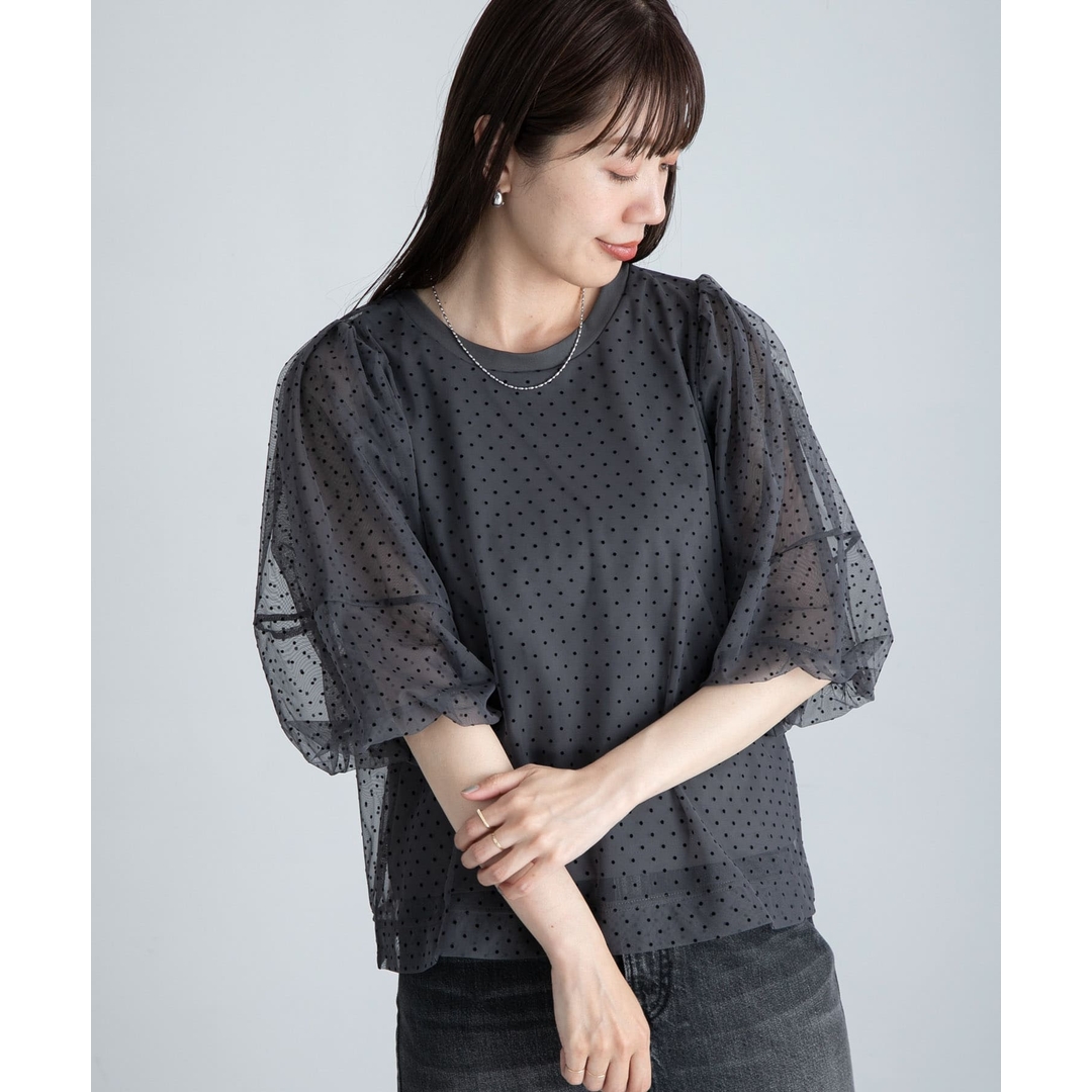 【六哥家】夏季新款 S 时尚气质薄纱圆点背心对接套头时尚衬衫