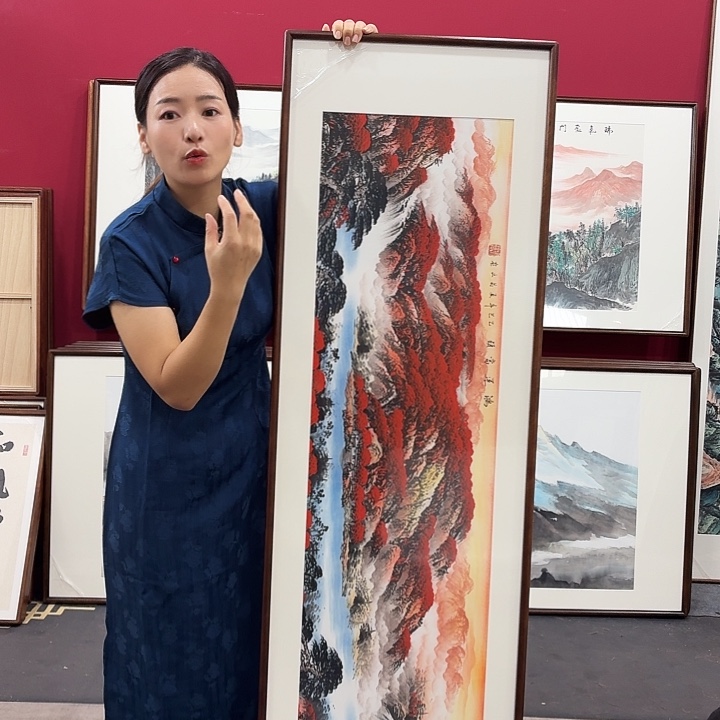 国画手绘带框作品