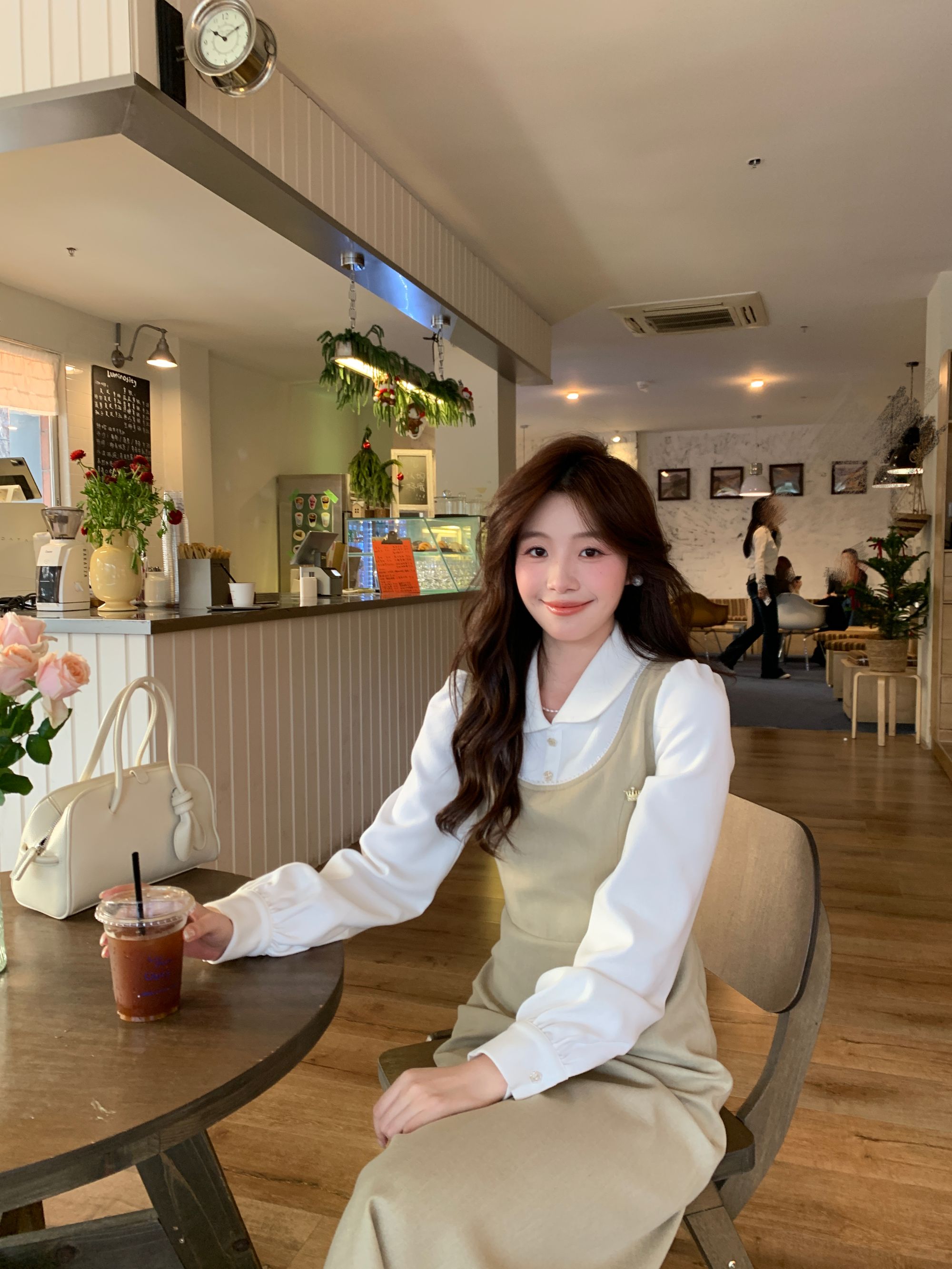 Even一雯【祈愿少女】韩系高智感秋冬温柔气质收腰假两件长款连衣裙