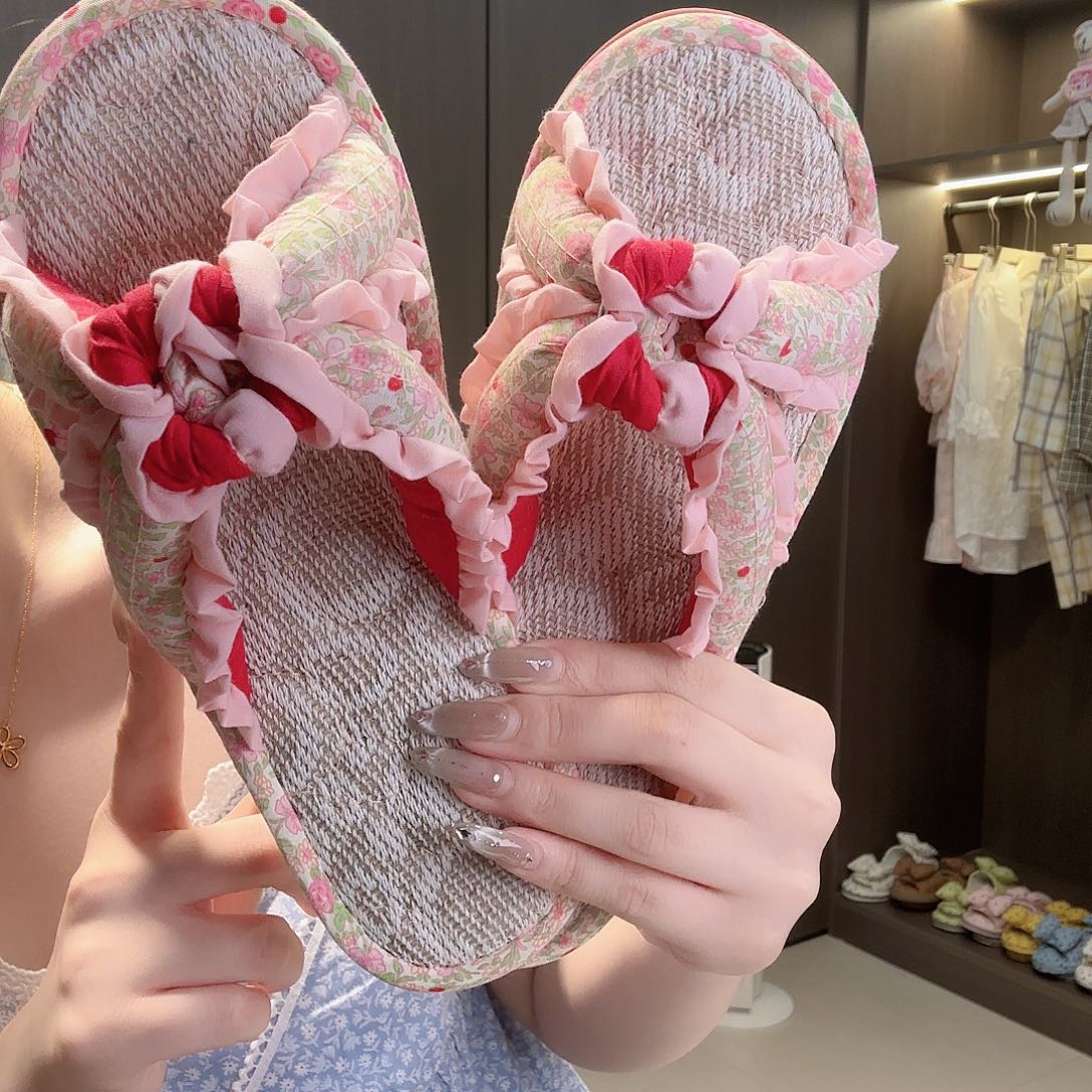 一字型粉色碎花拖鞋均码 35-39