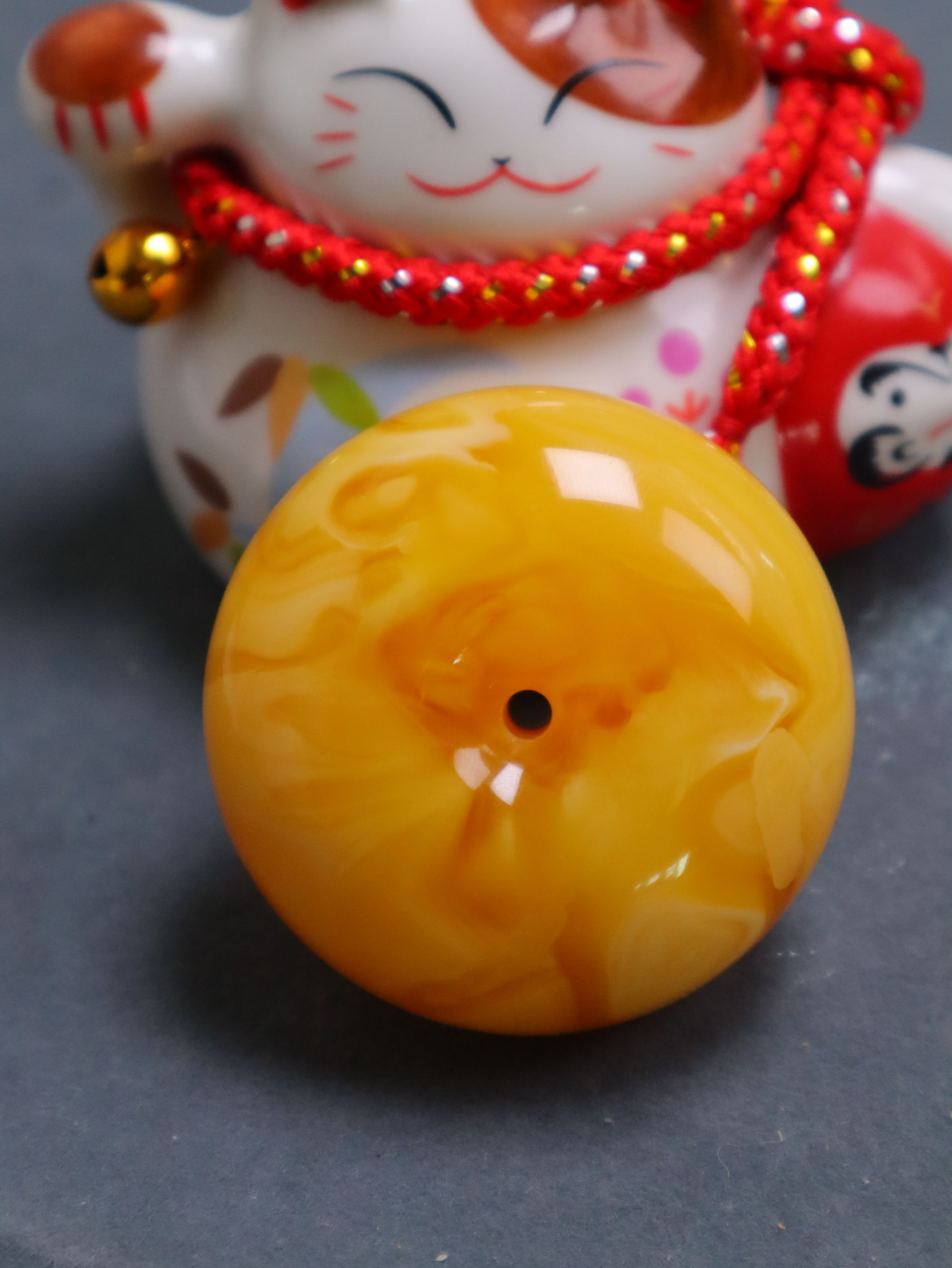 天然蜜蜡焦皮浓蜡橘红妖花平安扣