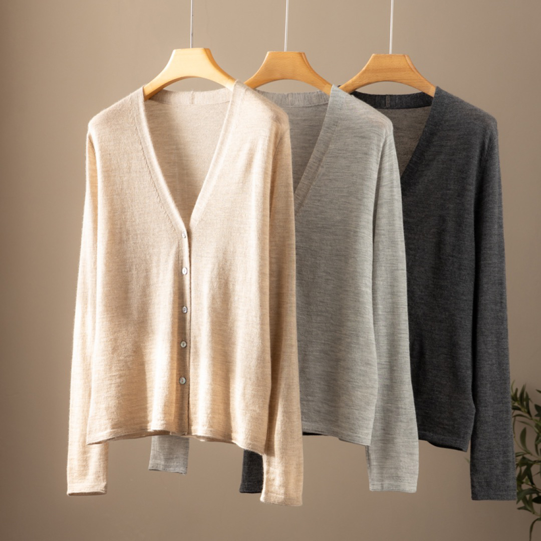 纯山羊绒80支精纺Ｖ领开衫