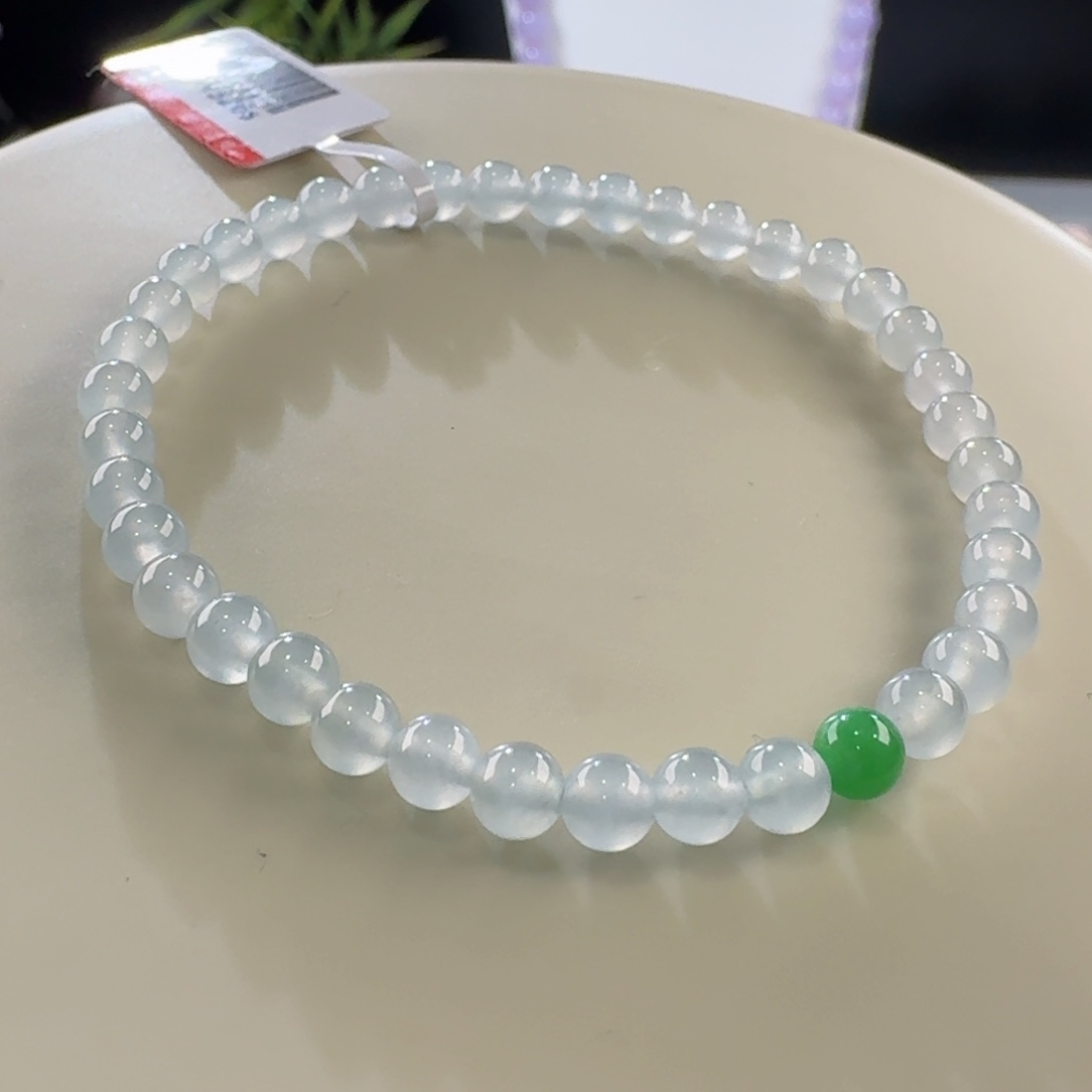 翡翠手链未镶嵌白冰单圈