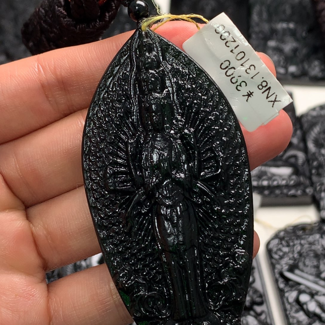 天然缅甸a货钢琴黑挂件