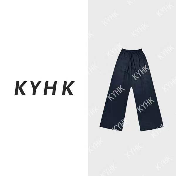 KYHK极简纯色宽松垂感松紧腰百搭阔腿休闲裤240540
