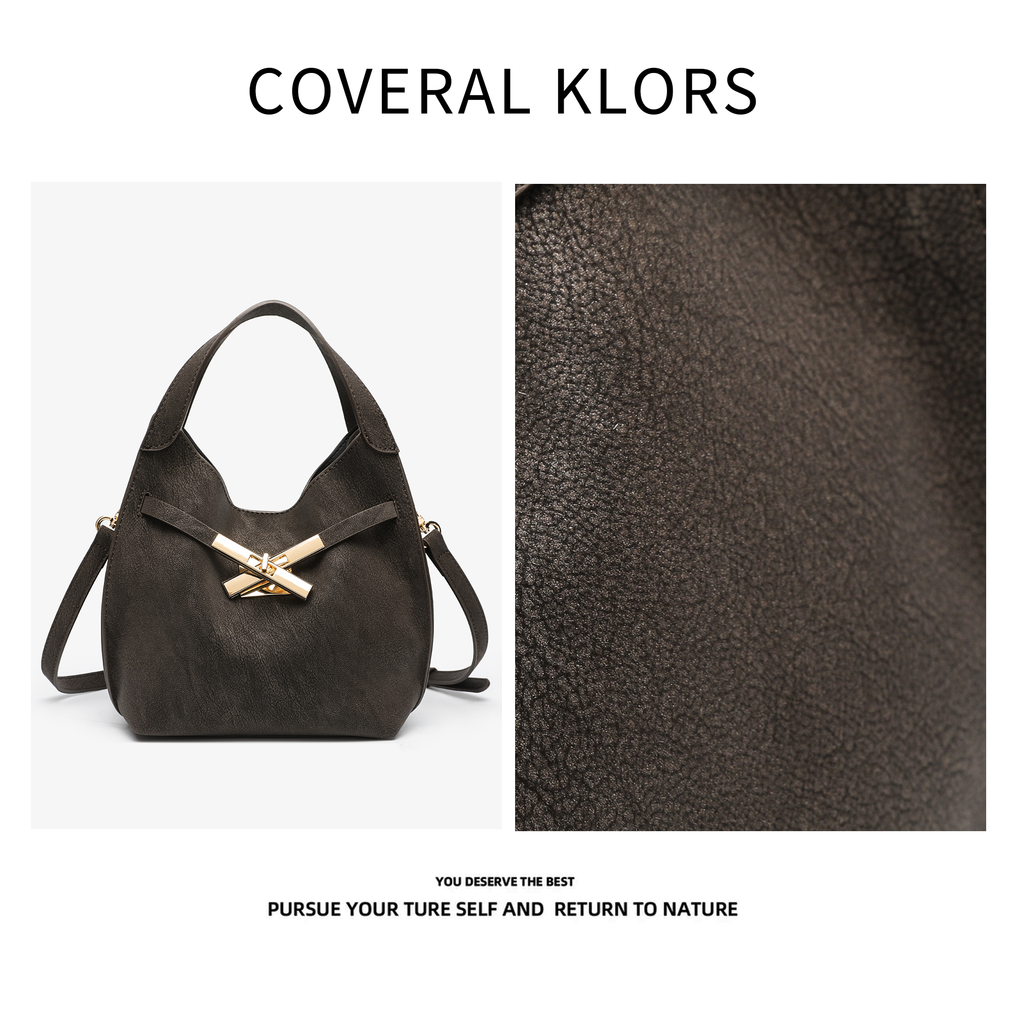 COVERALKLORS时尚锁扣百搭水桶包腋下