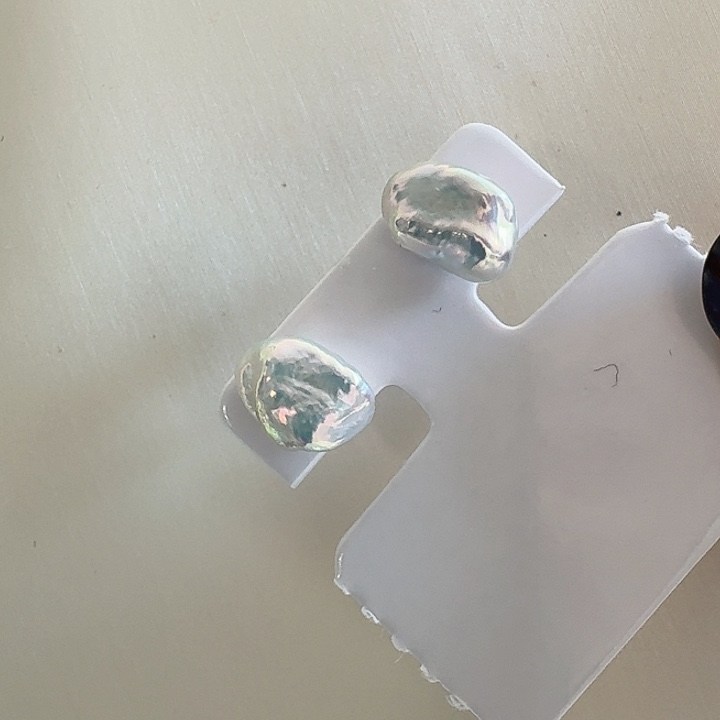 银S925镶嵌耳饰淡水珍珠彩虹客旭