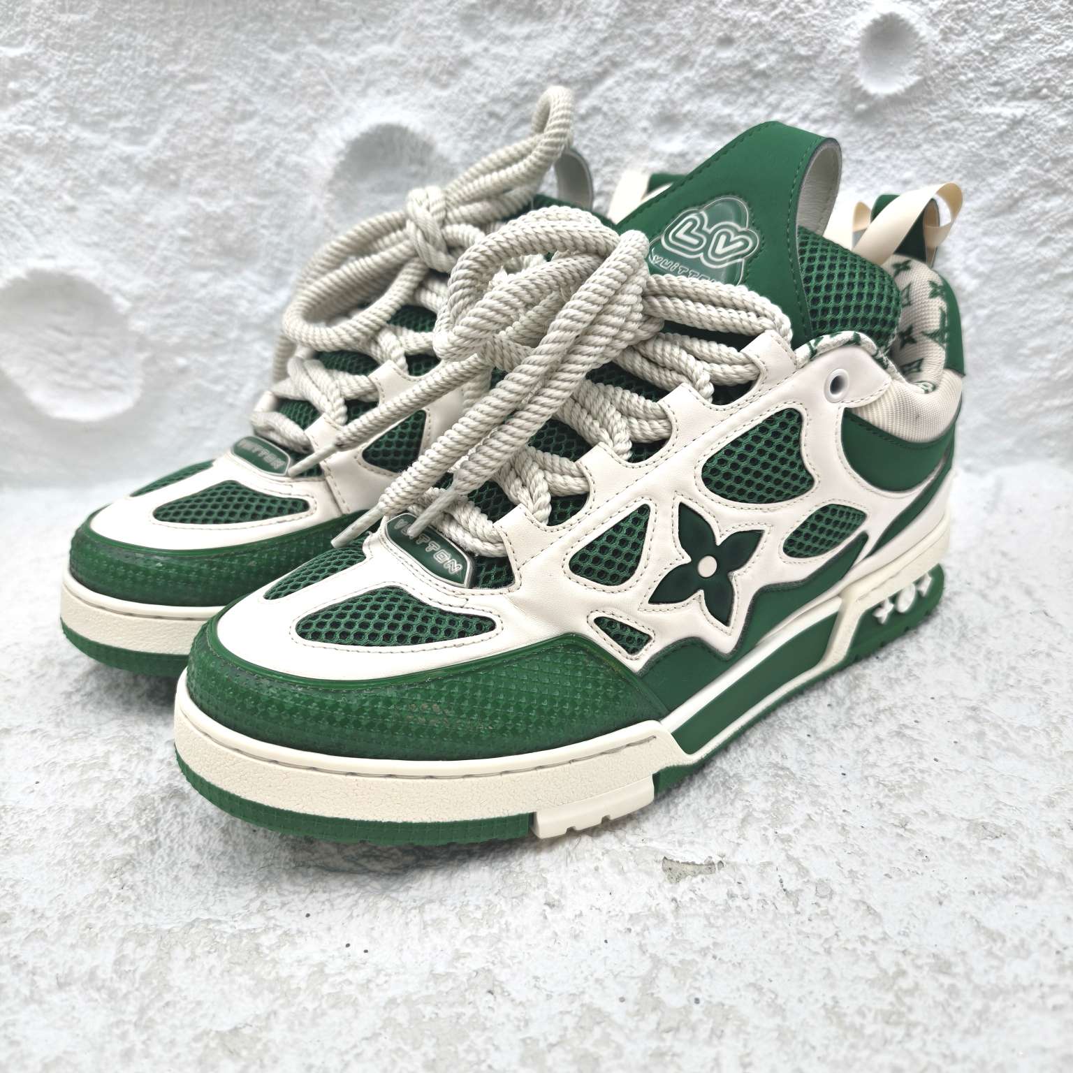 99新 LouisVuitton/路易威登 /39码白绿 skate面包鞋/A2139