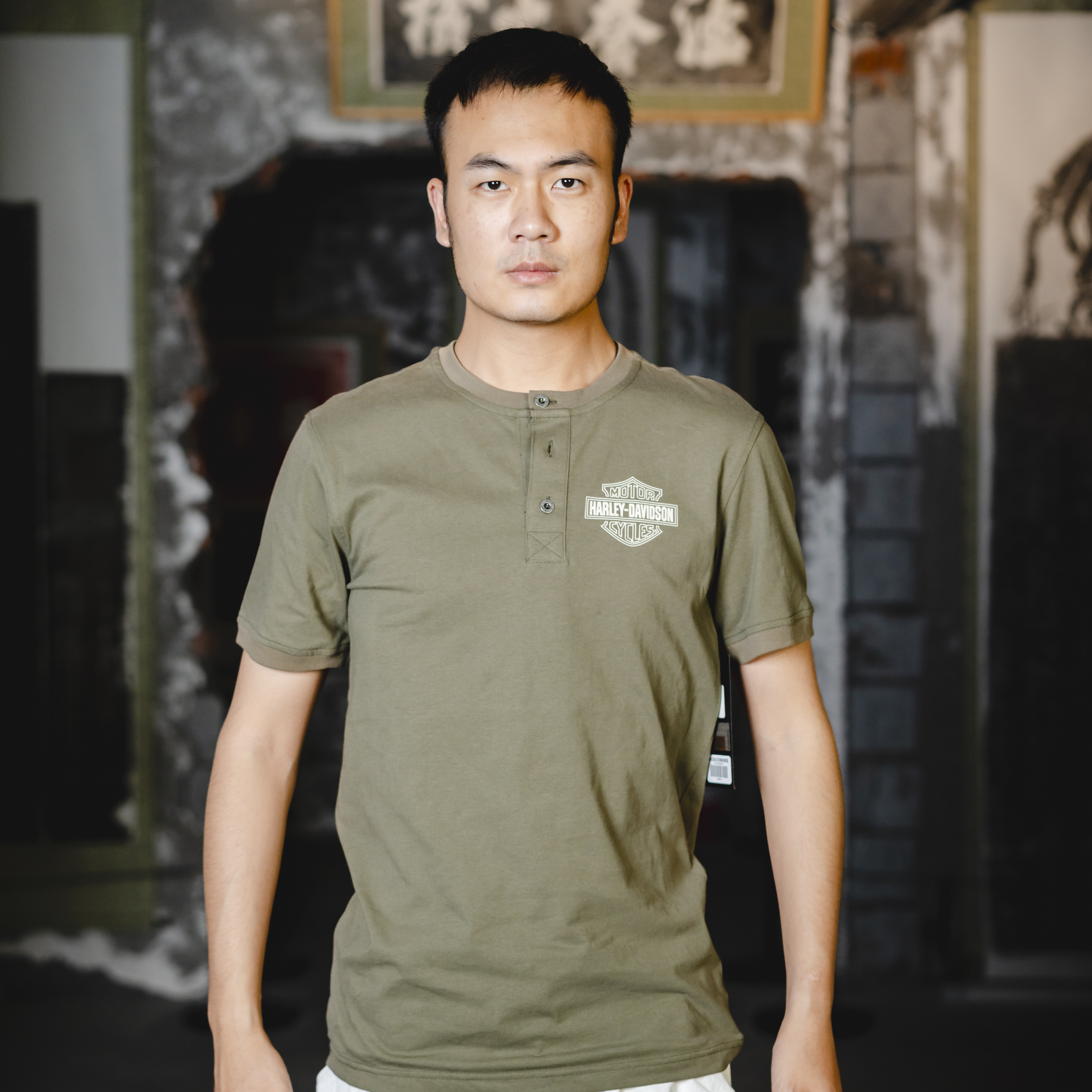 哈雷戴维森军绿色短袖96838-23VM