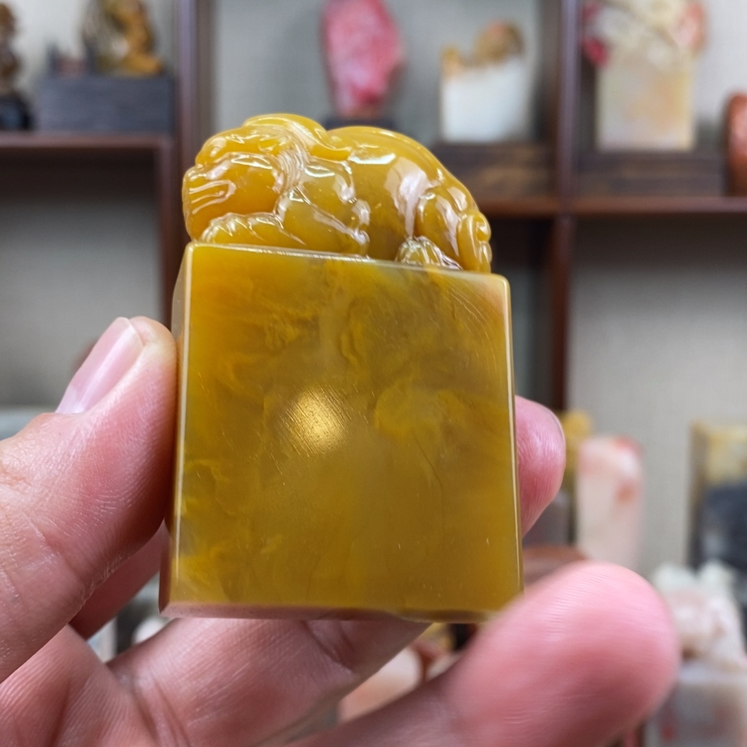 印石巴林石巴林石手工雕古兽钮章