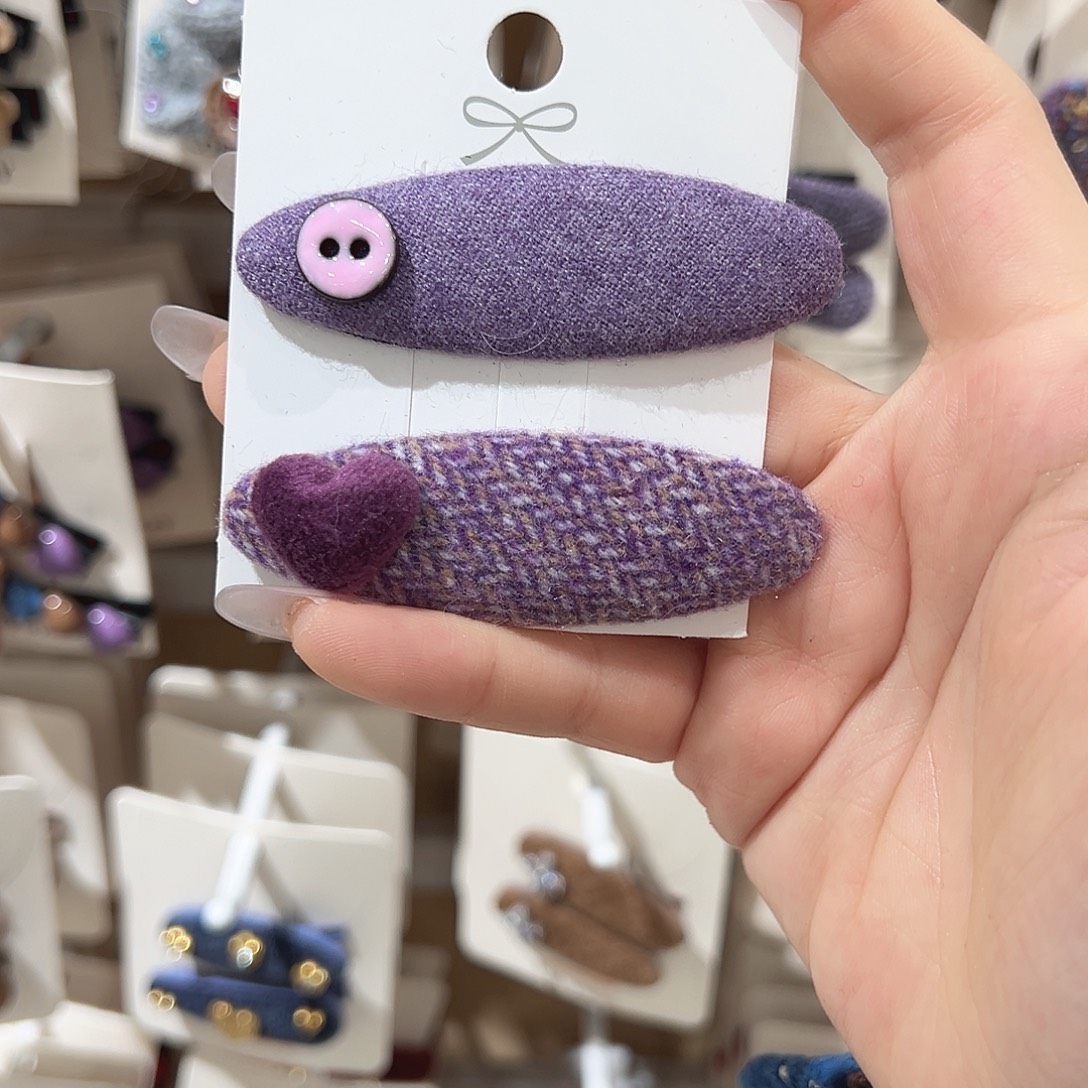 羽毛不锈钢紫色纽扣掰掰夹