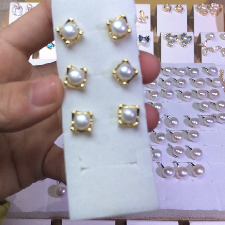 淡水珍珠耳饰银S925镶嵌