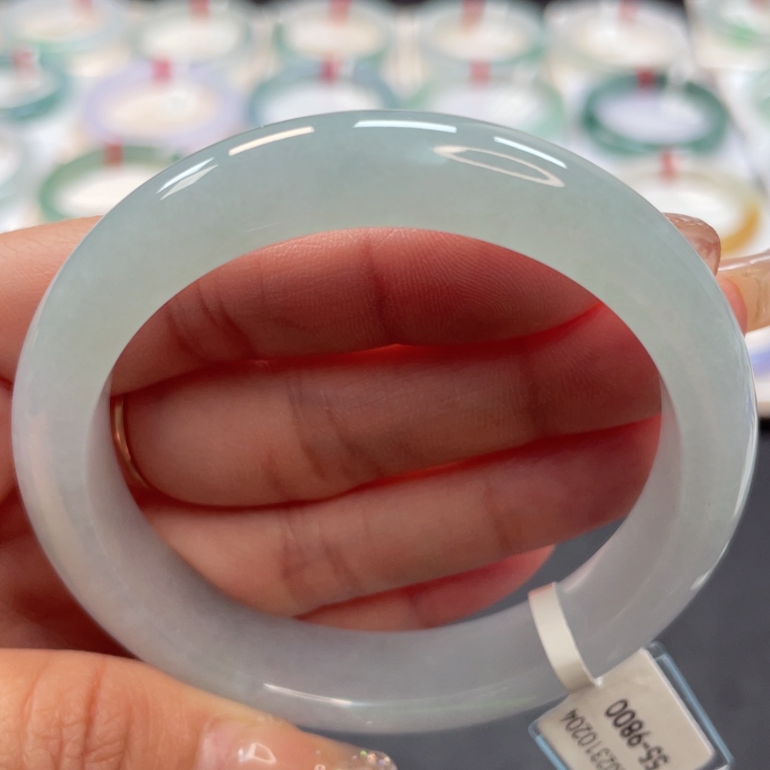 【闪购商品】翡翠手镯未镶嵌56冰胶晴蓝4号