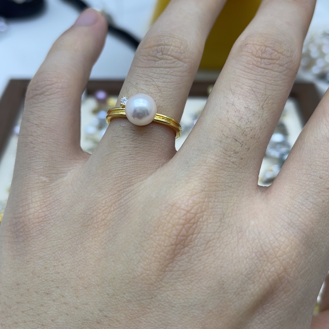 银S925镶嵌海水珍珠戒指