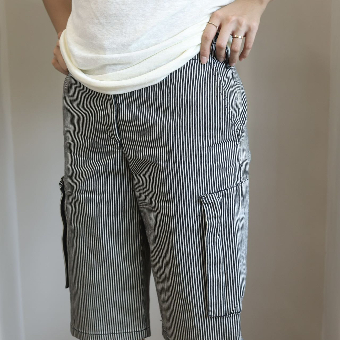 99新 Chanel/香奈儿 经典黑白格阔腿工装休闲裤