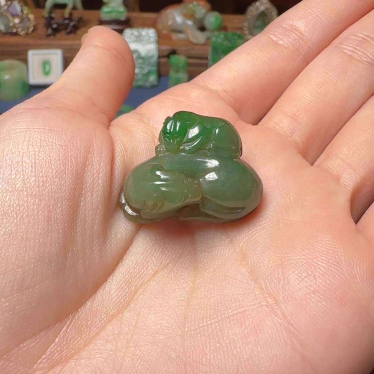 翡翠a货子母手手把