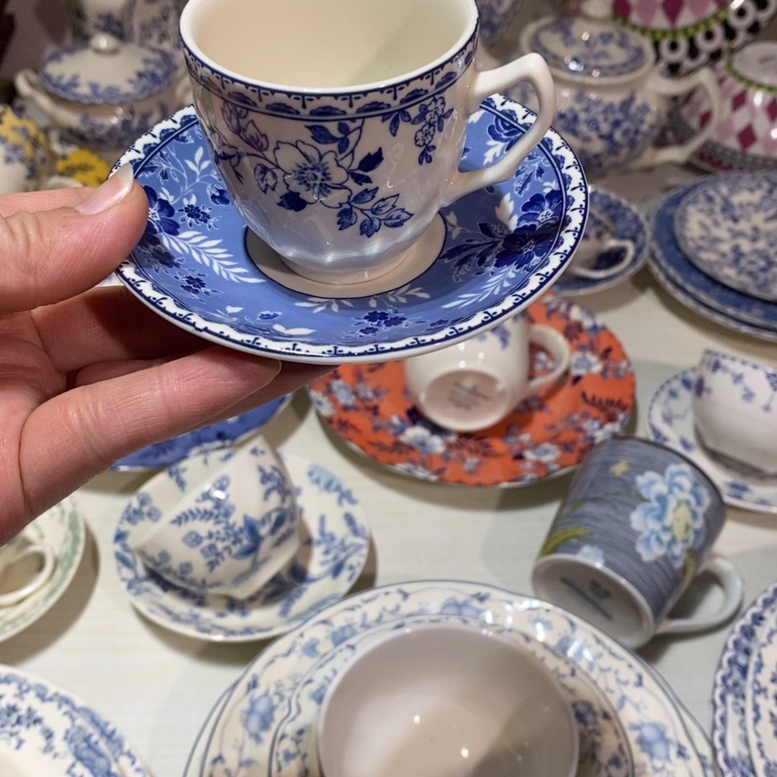 瓷全新青花迷你咖啡杯套装