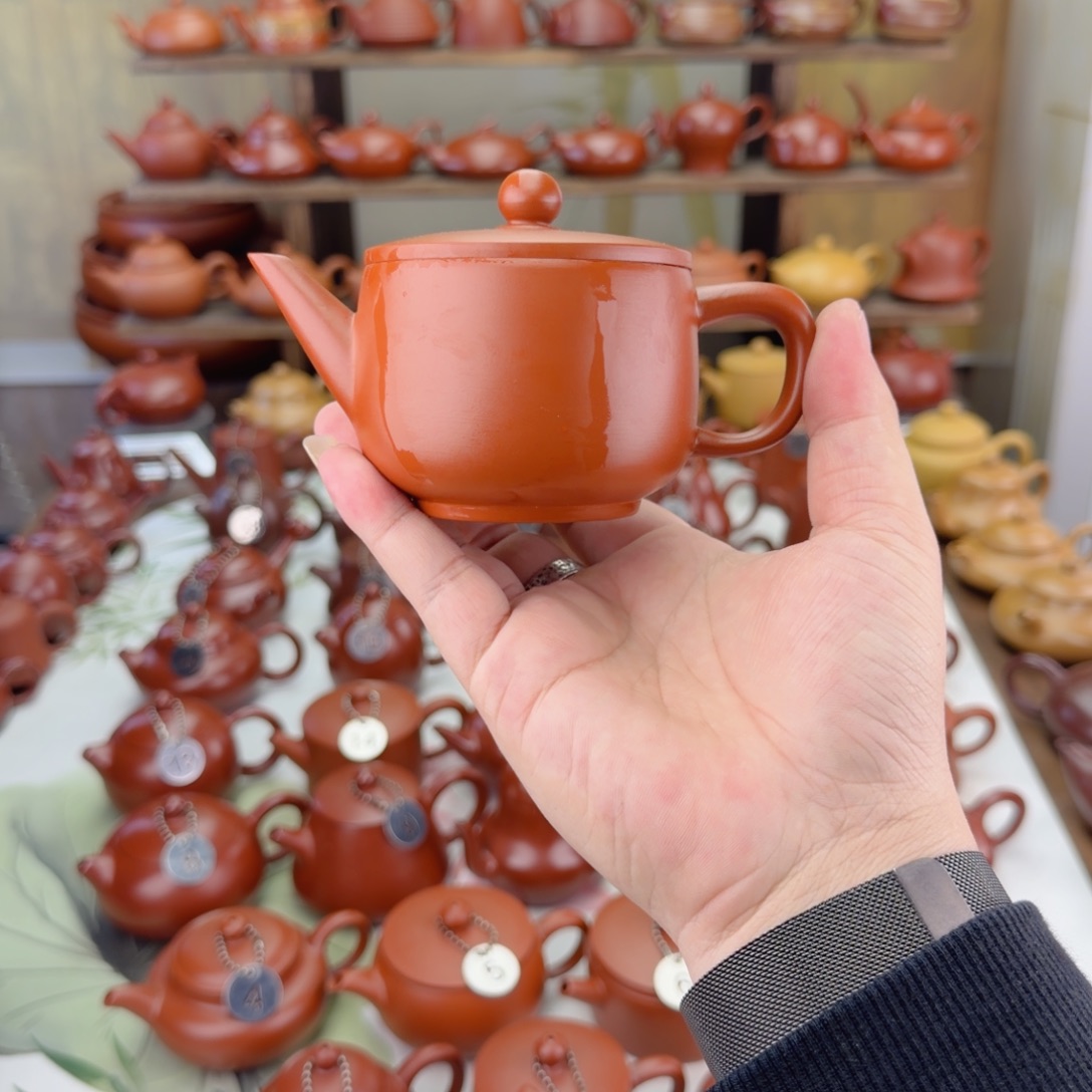 雨***中紫砂茶壶200cc朱泥汉瓦