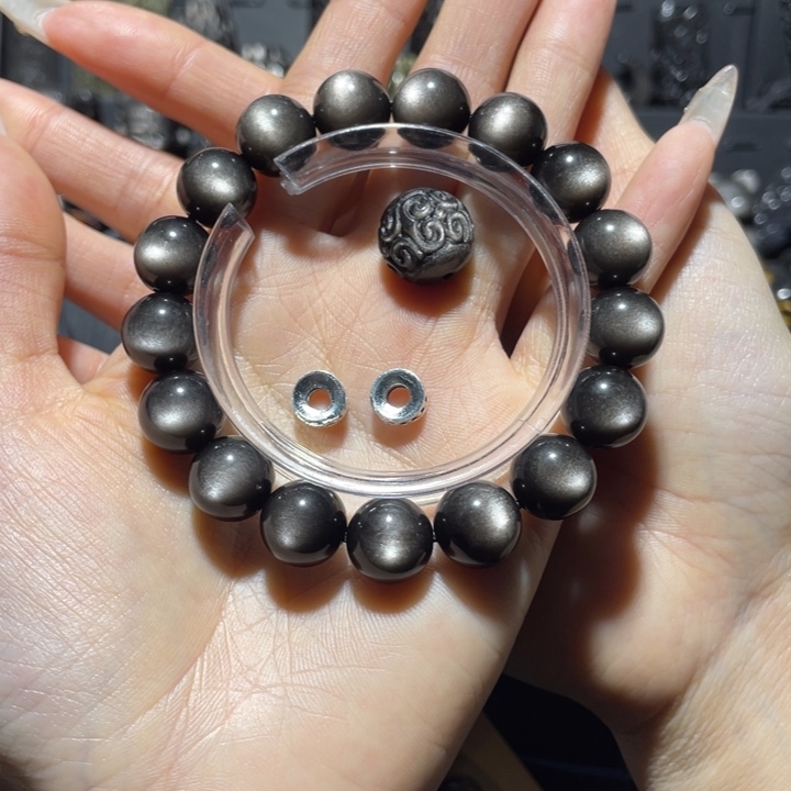 黑曜岩未镶嵌手串