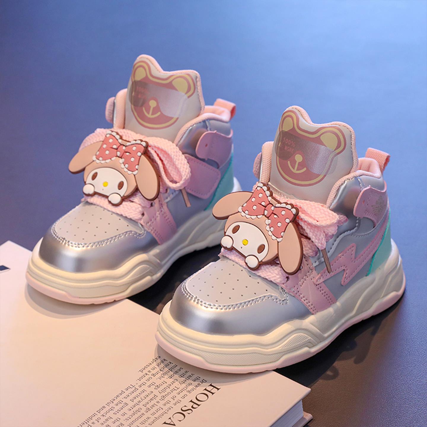 ABC MINO女童鞋2025新款秋季儿童高帮板鞋女孩皮面中大童运动鞋潮