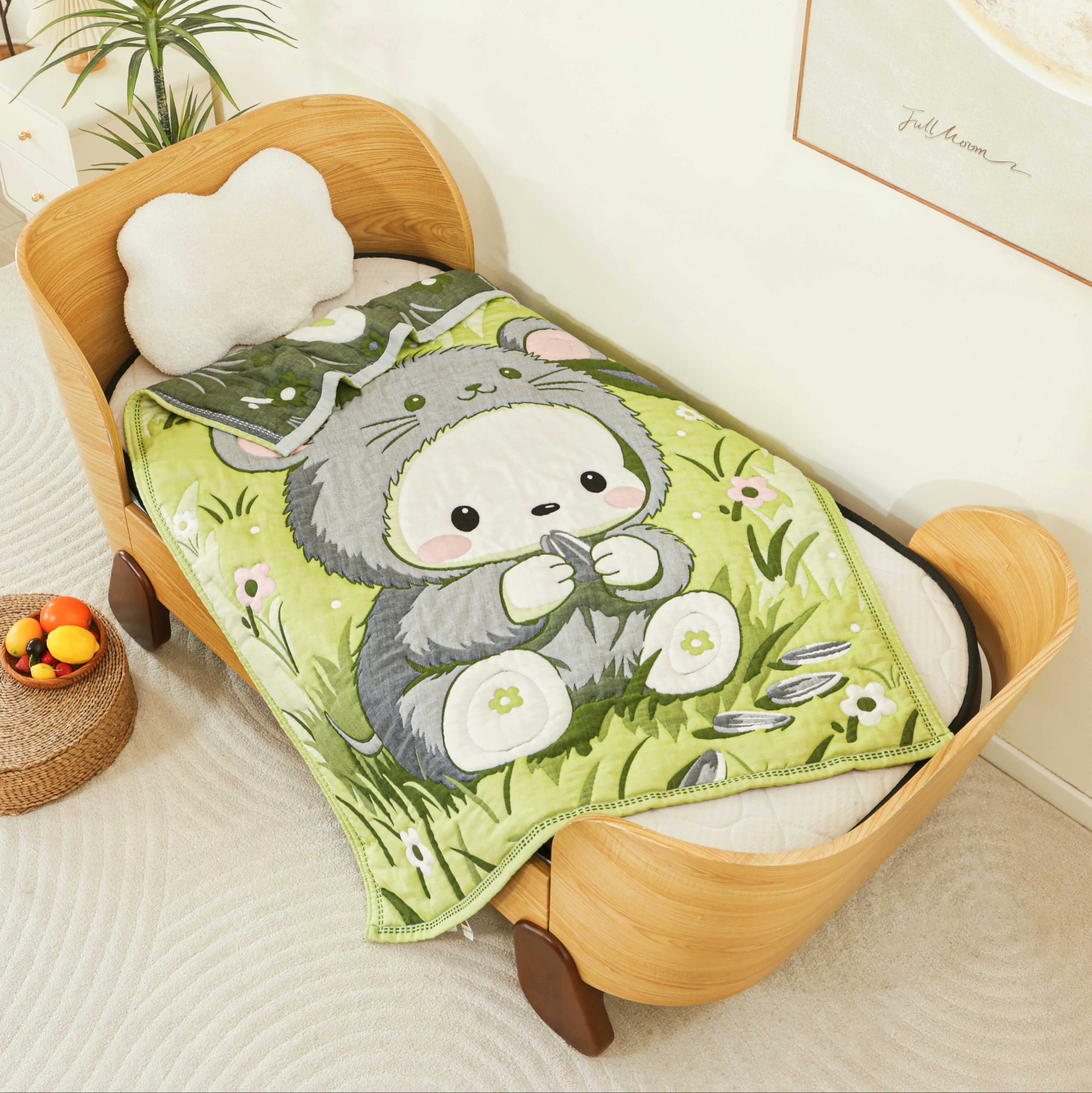 【贪吃小豆豆】120*150cm柔软亲肤透气冬被冬季加厚棉纱泡芙被